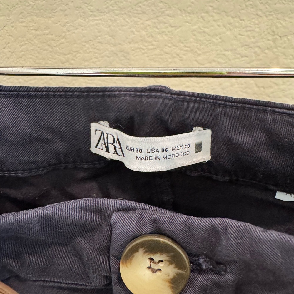 Zara Navy Blue Pants with Brown Belt - Picture 3 of 3